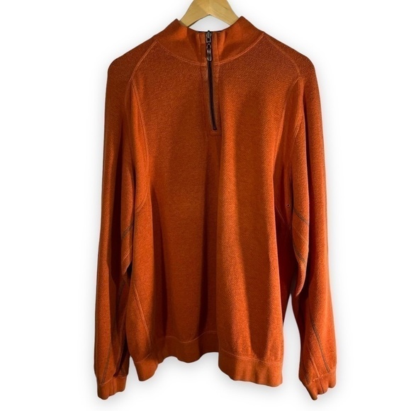 4 for $40 SALE! Tommy Bahama Reversible Half Zip Pullover, Orange/Brown, Size L - Picture 1 of 10